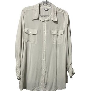 Avenue Long Sleeve Double Chest Pocket Gray Button Up Shirt Size 22/24